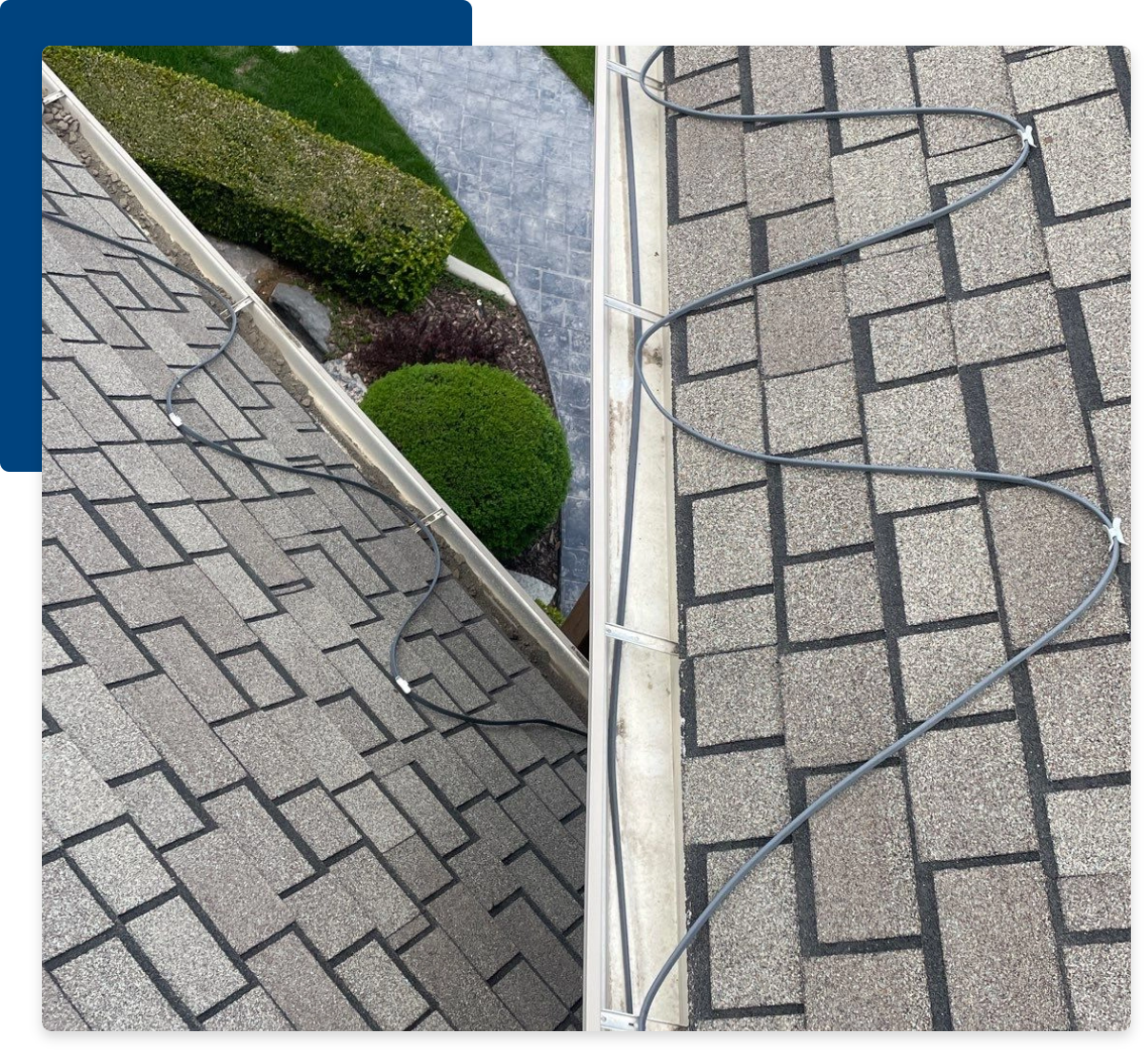 Heat Cables and The Most Efficient Option for Utah Homes, part of a roof with heat cables and part of some landscaping features