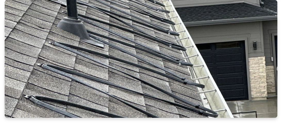 Heat Cables, part of a roof with heat cables on it