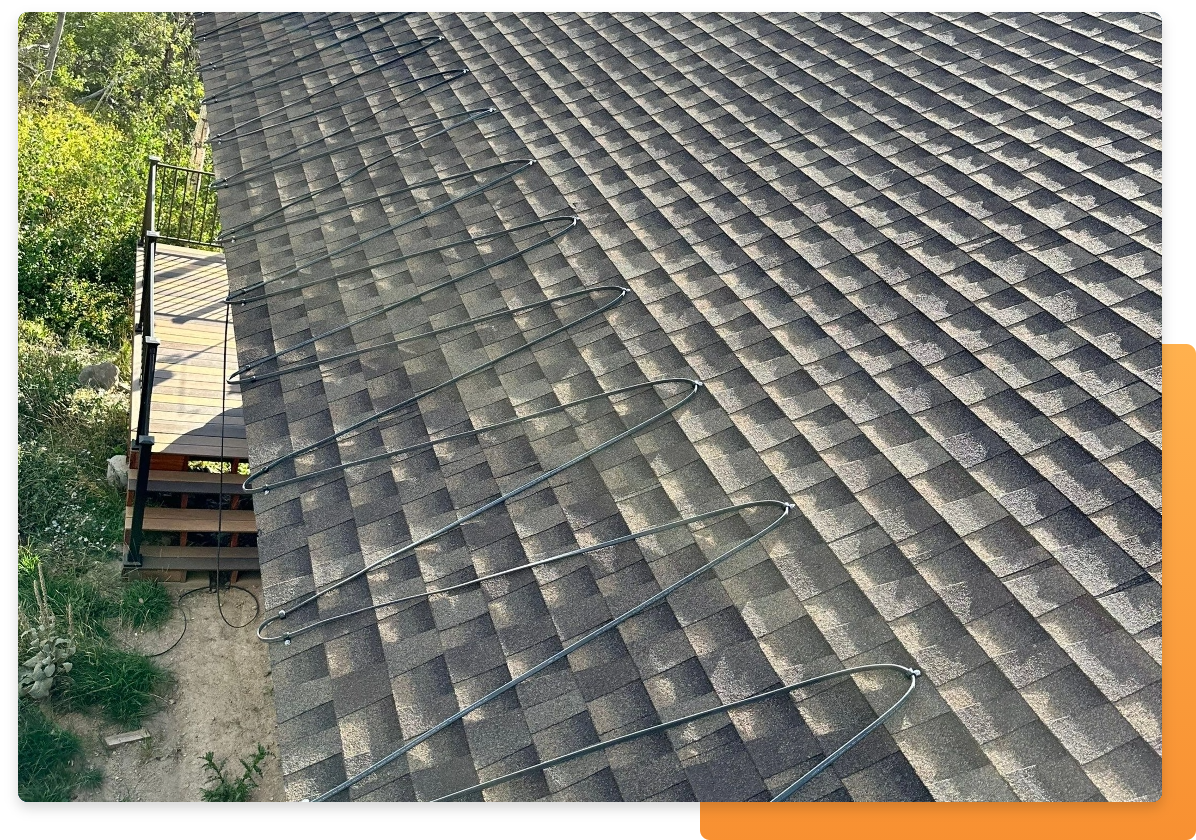 Why M&M, part of a roof with an ice-melting system on it