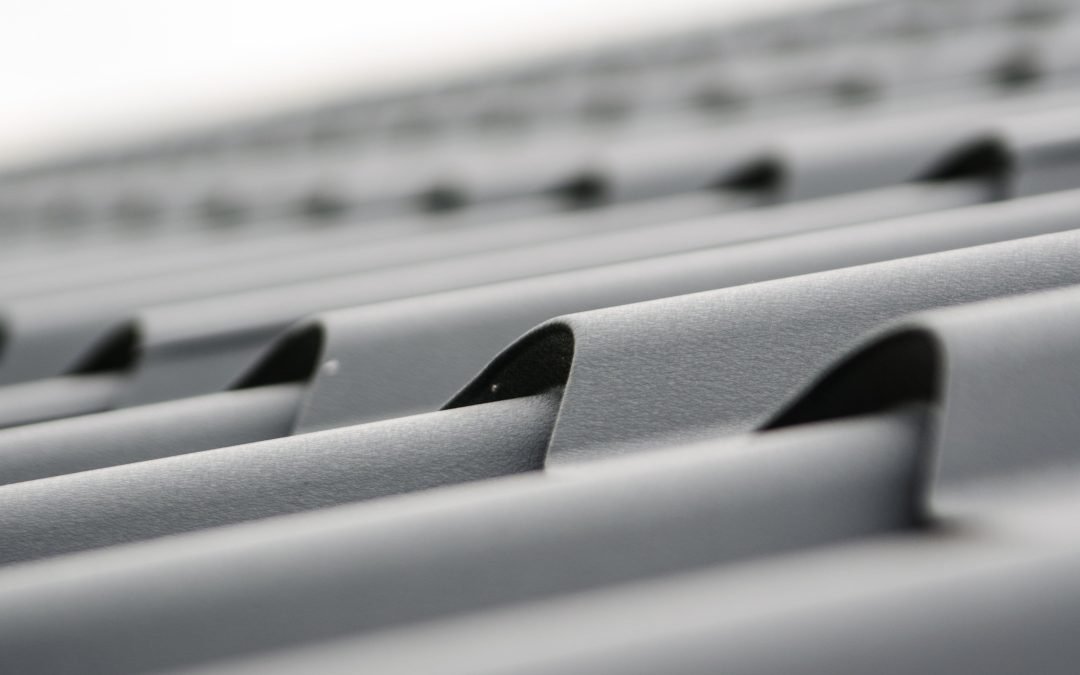 close up of metal roofing shingles overlapping
