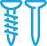 Thin line screw and nail icon in blue